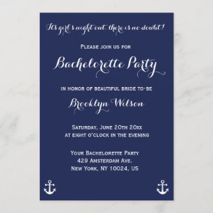 Invitations du Nautical Navy Blue Bachelorette Par