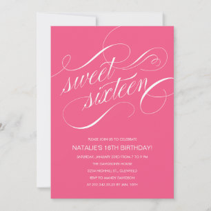 Invitations du Neon Pink Sweet sixteen Party