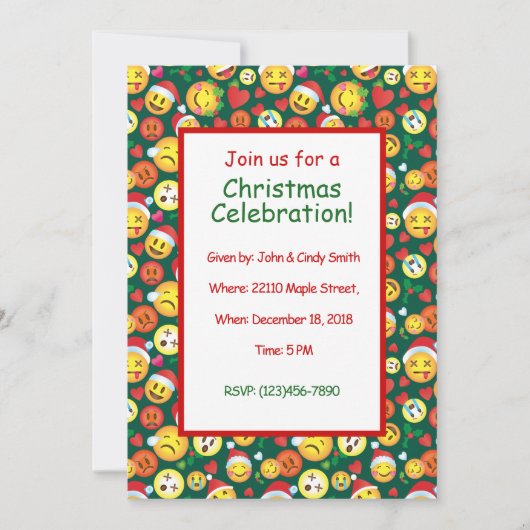 Invitations du Noël Emoji Party (Devant)