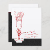 Invitations du Nouvel An Champagne (Devant / Derrière)