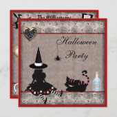 Invitations du parti Alice Witch & Cheshire Cat Ha (Devant / Derrière)