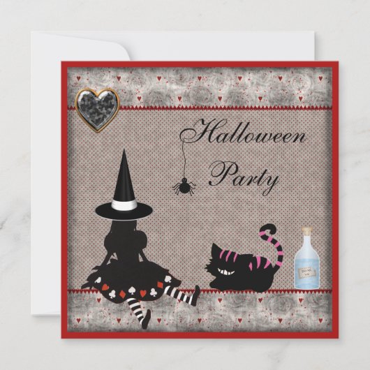 Invitations du parti Alice Witch & Cheshire Cat Ha (Devant)