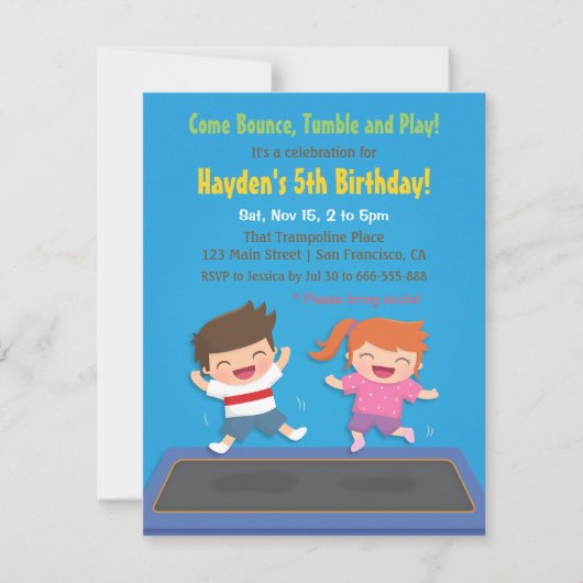 Invitations du parti Anniversaire de enfant Trampo (Devant)
