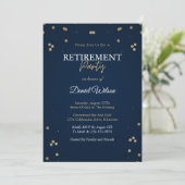 Invitations Du Parti De Retraite Blue Navy Et Gold (Debout devant)