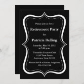 Invitations du parti de retraite moderne noir et b (Devant / Derrière)