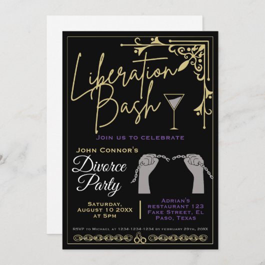 Invitations du parti Divorce : Liberation Bash, Hu (Devant / Derrière)