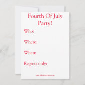 Invitations Du Parti Du 4 Juillet "Spectickles" (Dos)