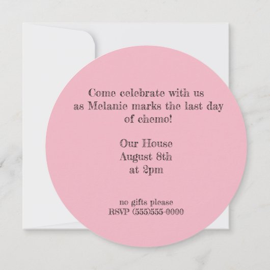 Invitations du parti "Goodbye Chemo" (Dos)