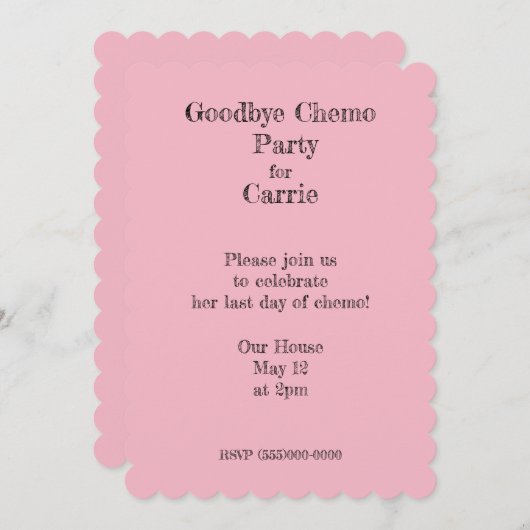 Invitations du parti "Goodbye Chemo" (Devant / Derrière)