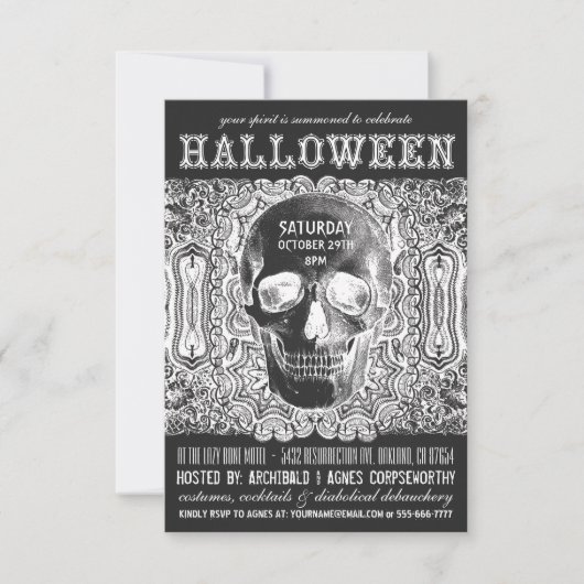 Invitations du parti Halloween - Black Steampunk (Devant)