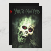 Invitations du parti Halloween crânien (Devant / Derrière)