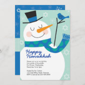 Invitations du parti Hanoukka à Snowman (Devant / Derrière)