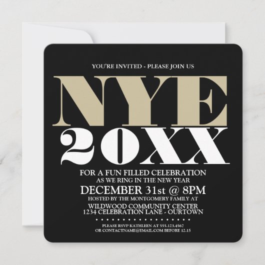 Invitations du parti NYE élégant (Devant)