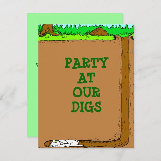 INVITATIONS DU PARTI RABBBIT BURROWING BUNNY SCAVE (Devant / Derrière)
