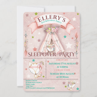 Invitations du parti Sleepover | Fête de l'Anniver