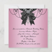 Invitations du parti Sweet sixteen noir rose (Dos)