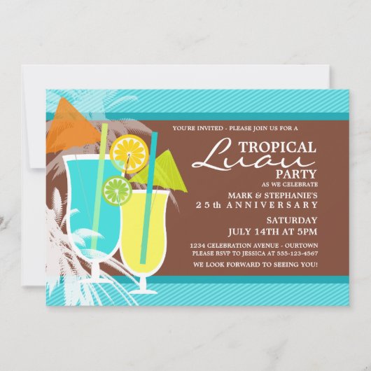 Invitations du parti Tropical Luau (Devant)