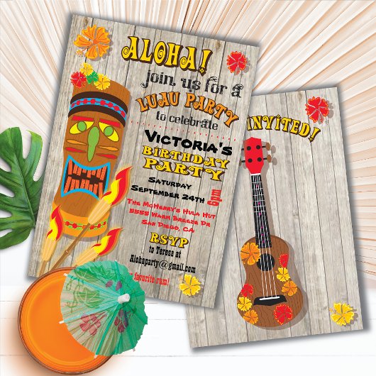 Invitations du parti Tropical Luau Tiki