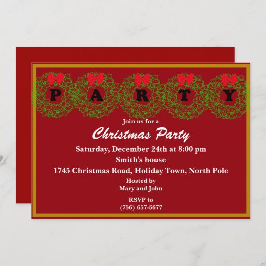 Invitations du parti Wreath Party (Devant / Derrière)