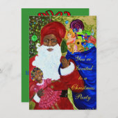 Invitations du Père Noël noir - personnalisable (Devant / Derrière)