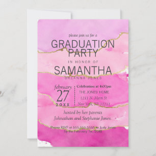 Invitations du Pink Watercolor et du Gold Graduati
