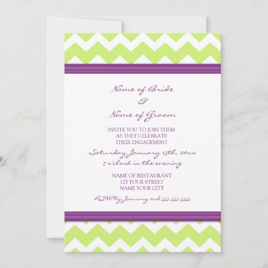 Invitations du Plum Lime Chevron (Devant)