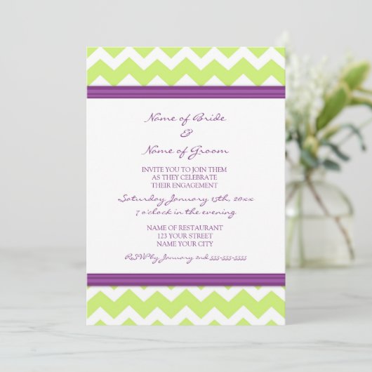 Invitations du Plum Lime Chevron (Debout devant)