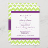 Invitations du Plum Lime Chevron (Devant / Derrière)