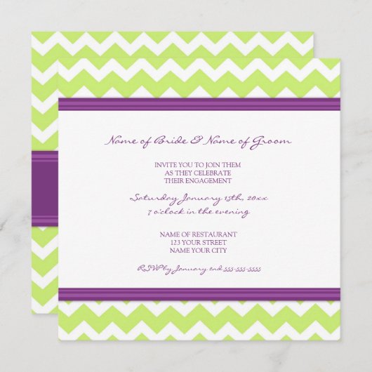 Invitations du Plum Lime Chevron (Devant / Derrière)