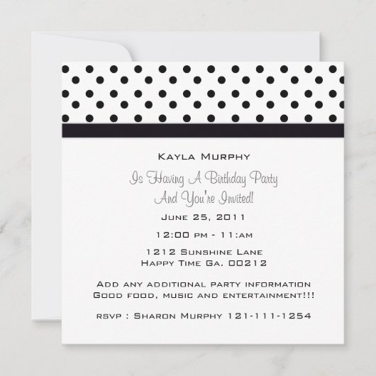 Invitations du Polka Dot Party (Devant)