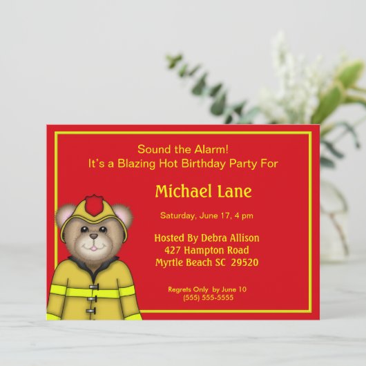 Invitations du pompier à la fête d'anniversaire (Debout devant)