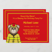Invitations du pompier à la fête d'anniversaire (Devant / Derrière)