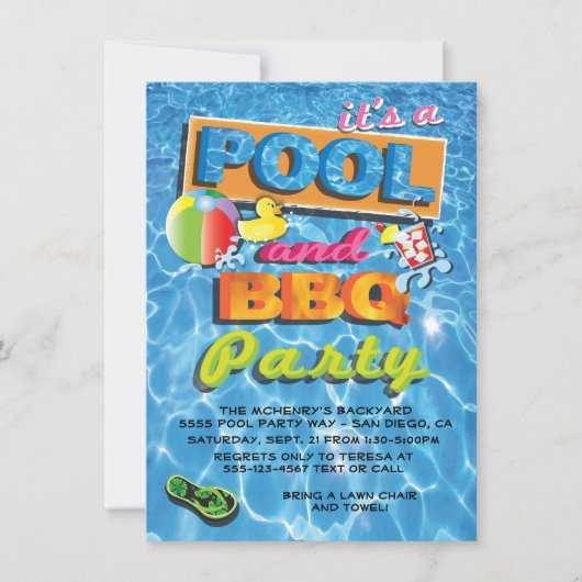 Invitations du pool et du barbecue (Devant)