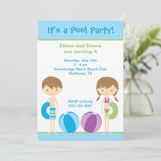 Invitations du pool Party (Debout devant)