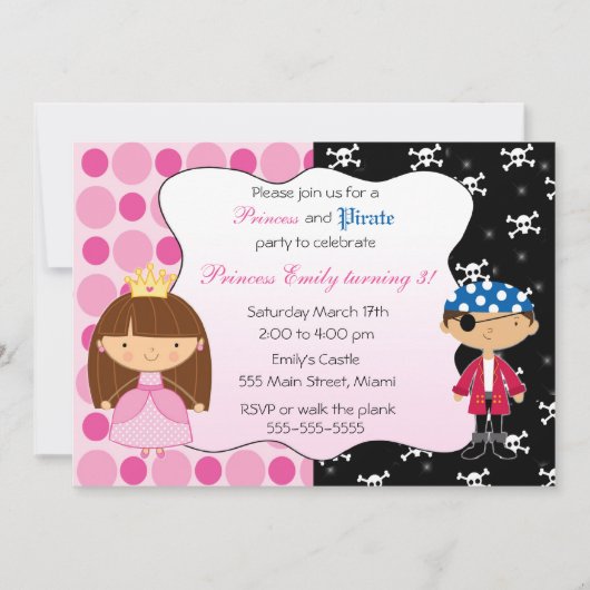 Invitations du Princess Pirate Anniversaire de enf (Devant)
