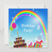 Invitations du Rainbow & Cake Girl's Cute Birthday (Dos)