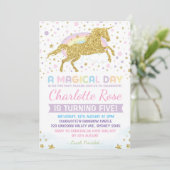 Invitations du Rainbow Unicorn Birthday Invitation (Debout devant)
