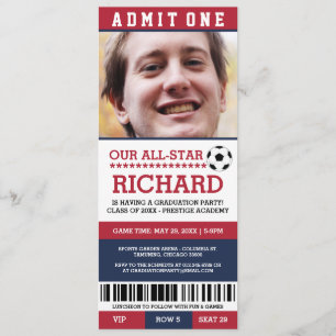 Invitations du Red and Blue Soccer Graduer Party