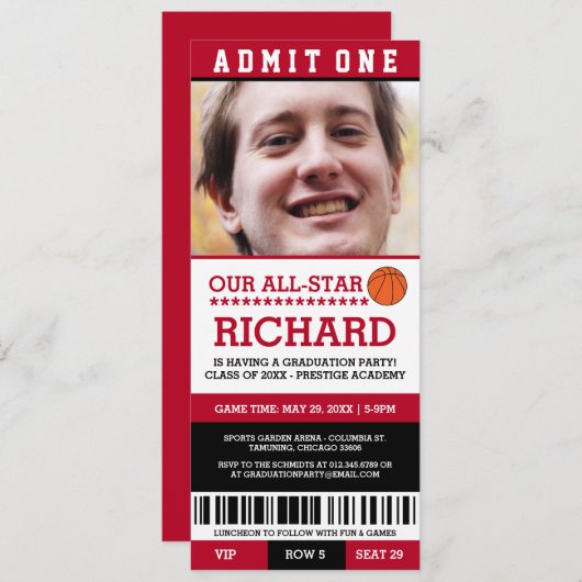 Invitations du Red & Black Basketball Graduation P (Devant / Derrière)