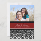 Invitations du Red Damask Photo Engagement Party (Dos)