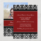 Invitations du Red Damask Photo Engagement Party (Devant / Derrière)
