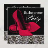 Invitations du Red Leopard Bachelorette Party (Devant / Derrière)