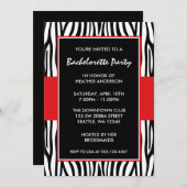 Invitations du Red Zebra Bachelorette Party (Devant / Derrière)