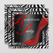 Invitations du Red Zebra Bachelorette Party (Devant / Derrière)