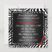 Invitations du Red Zebra Bachelorette Party (Dos)