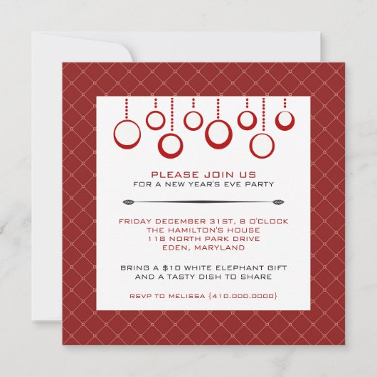 Invitations du réveillon du Nouvel An (Devant)