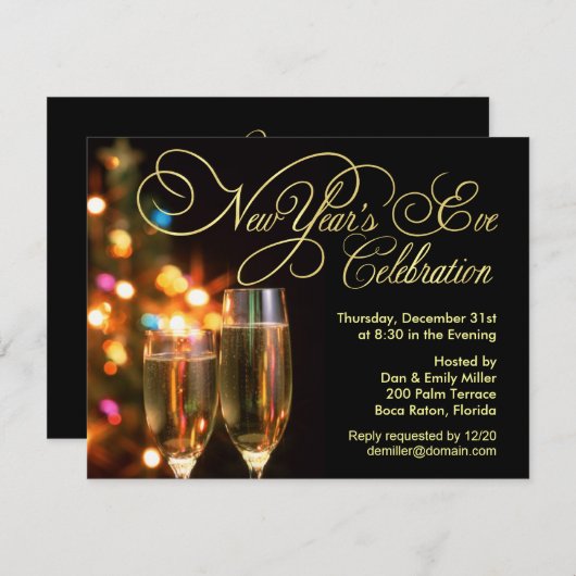 Invitations du réveillon du Nouvel An (Devant / Derrière)