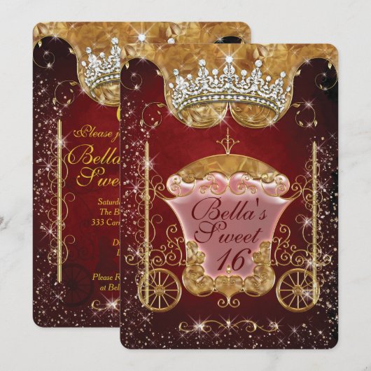 Invitations du Royal Bling Princess Party (Devant / Derrière)