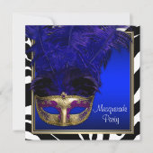 Invitations du Royal Blue Zebra Masquerade Party (Devant)