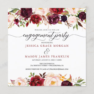 Invitations du Rustic Marsala Burgundy Engagement 